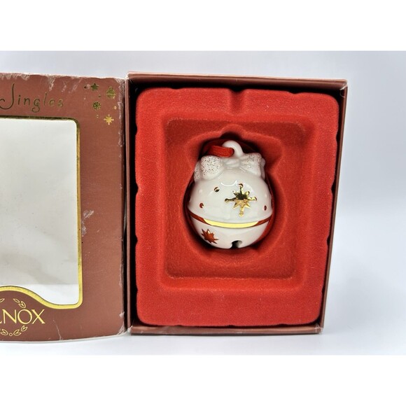 Lenox Just Jingles Porcelain Bow Bell Christmas Ornament Gold Trim with Box - Picture 6 of 10